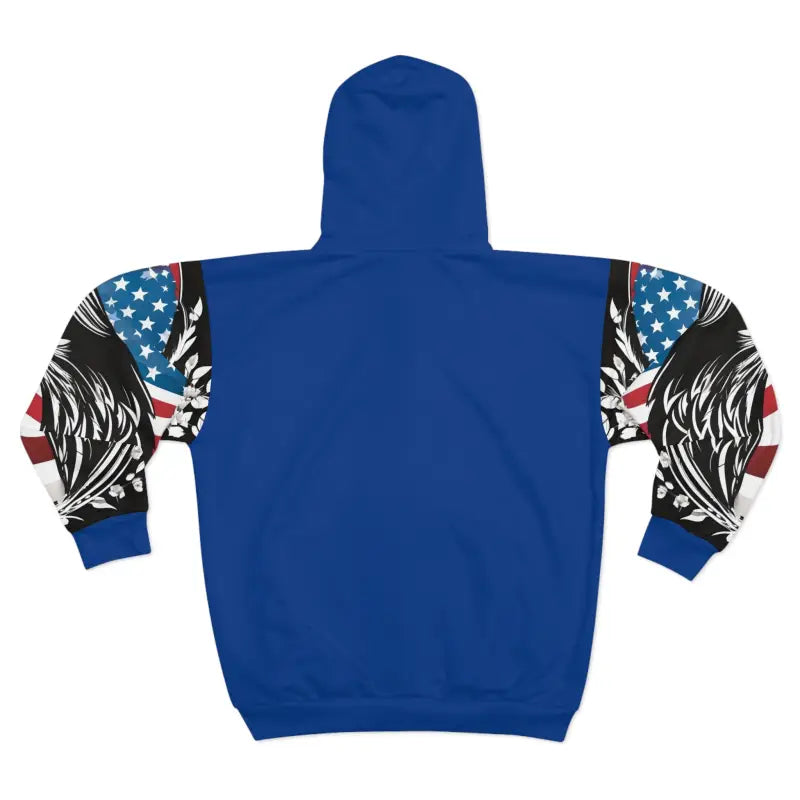 Unisex Eagle Flag Pattern Zip Hoodie: Embrace National Pride in Style - All Over Prints