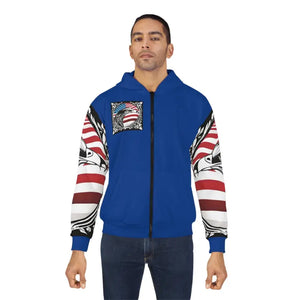 American Flag Pattern Zip Hoodie - Patriotic Style - Dipaliz - Hoodies
