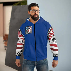 American Flag Pattern Zip Hoodie - Patriotic Style - Dipaliz - Hoodies