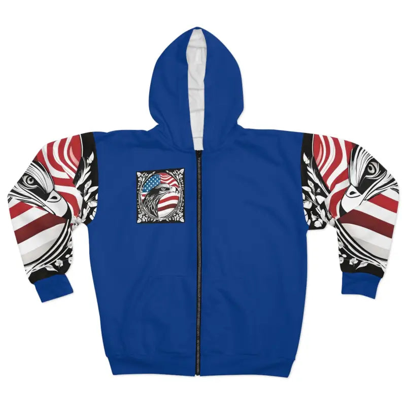 Eagle & American Flag Zip Hoodie - Unisex Warmth - Hoodies