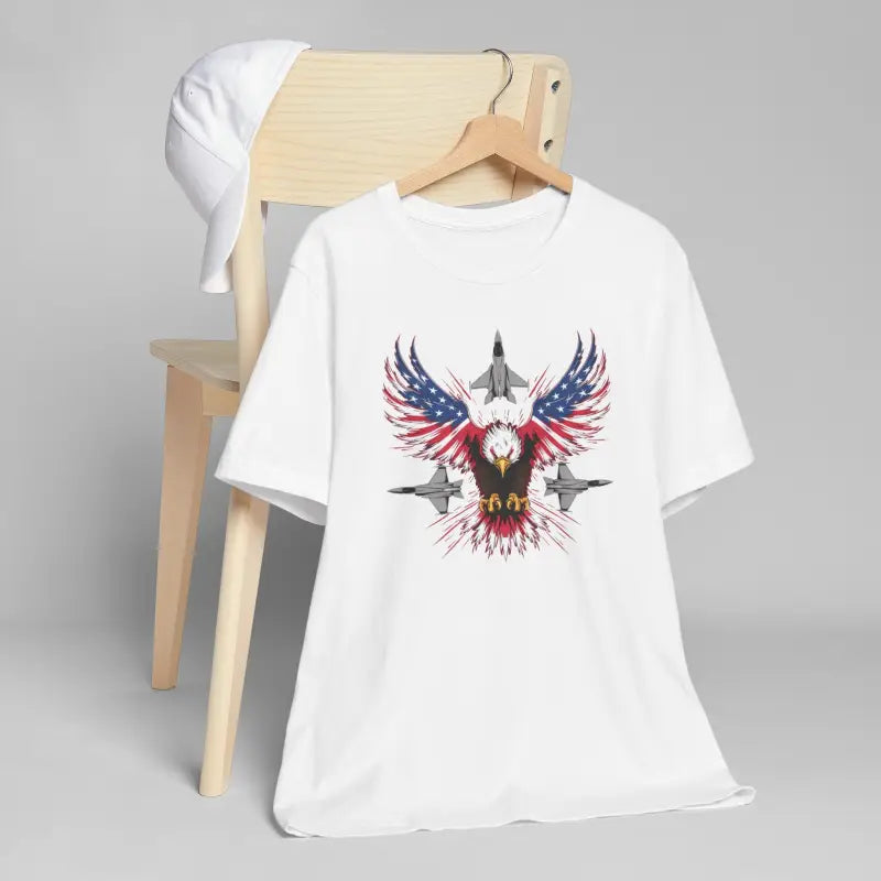 Unleash Patriotism with the Majestic Eagle & Flag Tee! - T-shirt