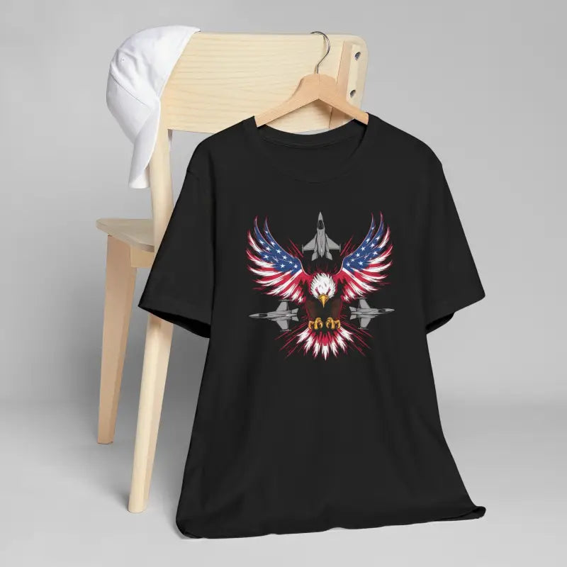 Unleash Patriotism with the Majestic Eagle & Flag Tee! - T-shirt