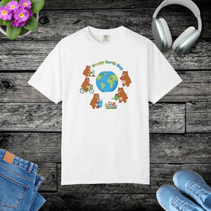 Earth Day Bears T-shirt, ?Happy Day’ Eco-friendly Bear Graphic Tee - White / s