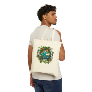 Floral Earth Day Canvas Tote - Heavy Cotton Shopper - Dipaliz - Bags