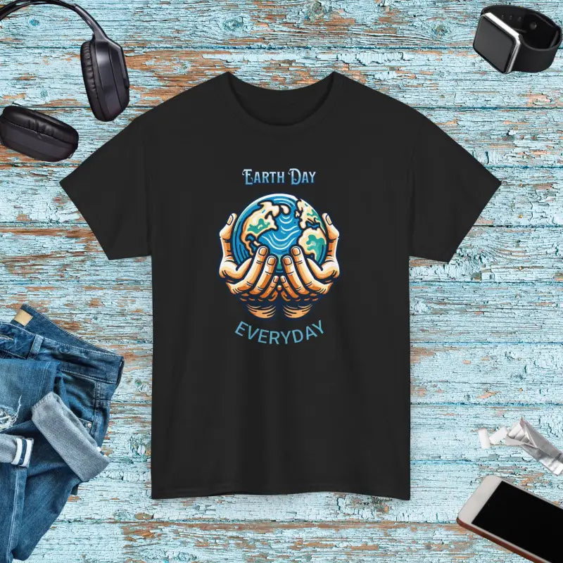 Unisex Modern Earth Day Cotton Tee: Celebrate Every - Black / s T-shirt