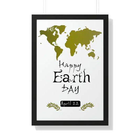 Eco-chic Earth Day Framed Vertical Poster for your Space - 20’’ × 30’’ / Black