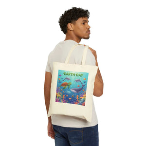 Earth Day Ocean Tote Bag - Heavy Canvas Marine Life - Dipaliz - Bags