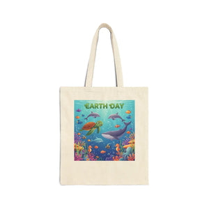 Earth Day Ocean Tote Bag - Heavy Canvas Marine Life - Dipaliz - Bags