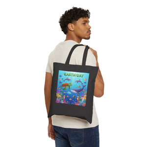 Earth Day Ocean Tote Bag - Heavy Canvas Marine Life - Dipaliz - Bags