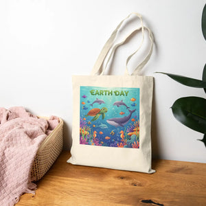Earth Day Ocean Tote Bag - Heavy Canvas Marine Life - Dipaliz - Bags