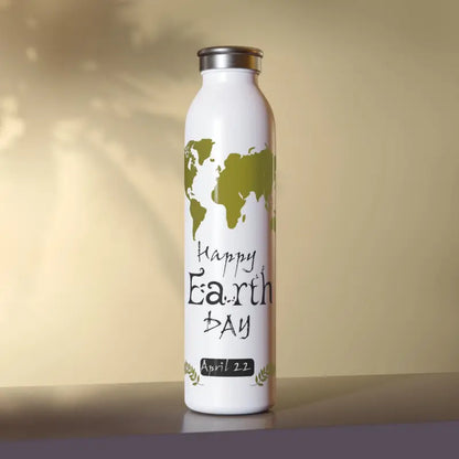 Sip Sustainably: Earth Day Slim Water Bottle for Ultimate Hydration - 20oz / White Mug