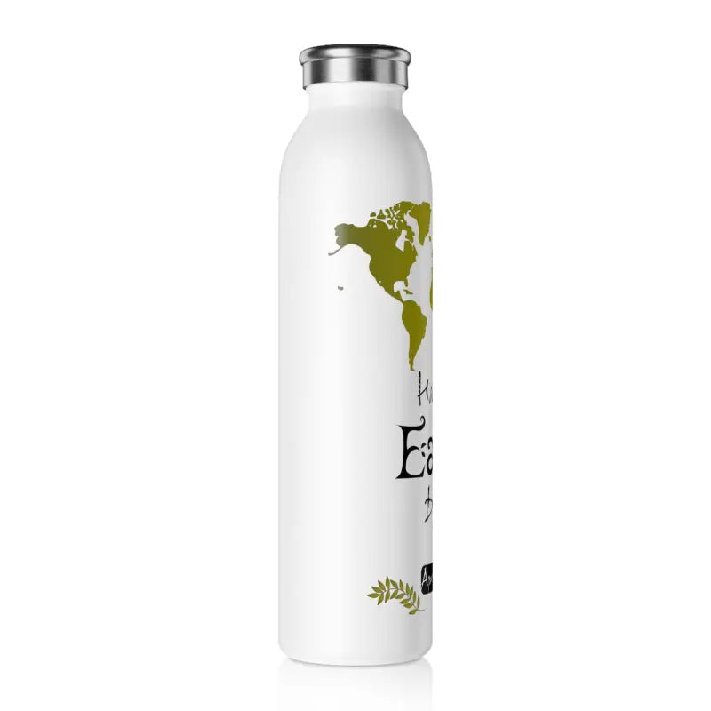 Sip Sustainably: Earth Day Slim Water Bottle for Ultimate Hydration - 20oz / White Mug