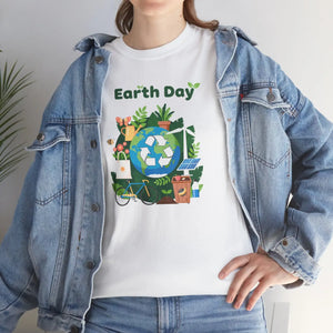 Earth Day T‑shirt, Eco Recycling Globe Design - T-shirt