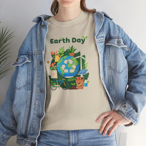 Earth Day T‑shirt, Eco Recycling Globe Design - T-shirt