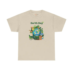 Earth Day T‑shirt, Eco Recycling Globe Design - Sand / s - T-shirt