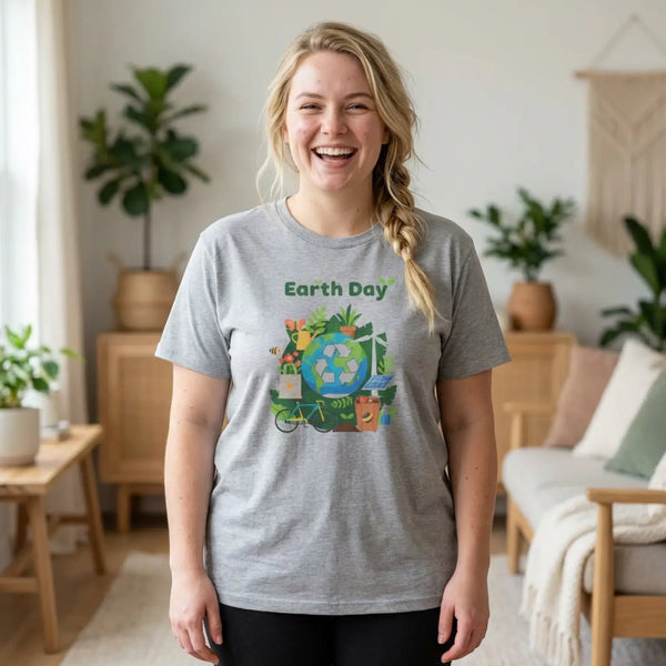 Earth Day T‑shirt, Eco Recycling Globe Design - Sport Grey / s - T-shirt