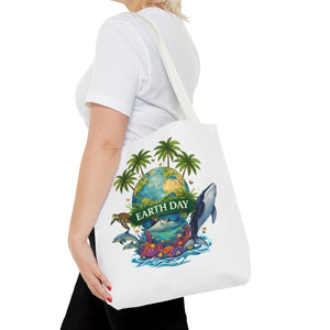 Earth Day Tote Bag, Ocean & Wildlife Reusable Shopper - 16’’ × / White - Bags