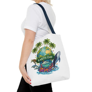 Vibrant Earth Day Tote Bag Ocean Wildlife Reusable - Dipaliz - Bags