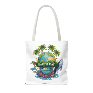 Vibrant Earth Day Tote Bag Ocean Wildlife Reusable - Dipaliz - Bags