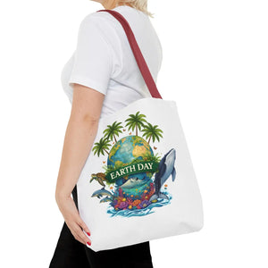 Vibrant Earth Day Tote Bag Ocean Wildlife Reusable - Dipaliz - Bags