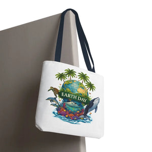 Vibrant Earth Day Tote Bag Ocean Wildlife Reusable - Dipaliz - Bags