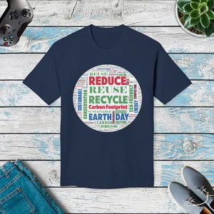 Earth Day T-shirt Reduce Reuse Recycle Statement Tee - Dipaliz - Dark Navy / s - T-shirts