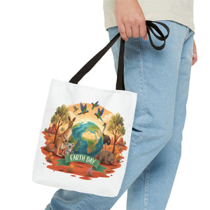 Earth Day Wildlife Tote Bag, Eco-friendly Reusable Shopper - 13’’ × / Black - Bags