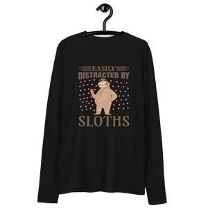 Long Sleeve Fitted Crew Tee for Sloth Lovers - Dipaliz - T-shirts