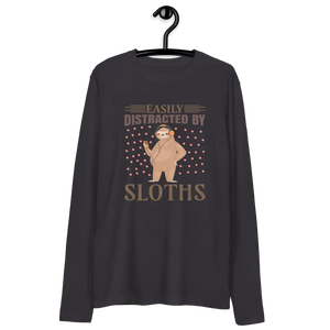 Long Sleeve Fitted Crew Tee for Sloth Lovers - Dipaliz - T-shirts
