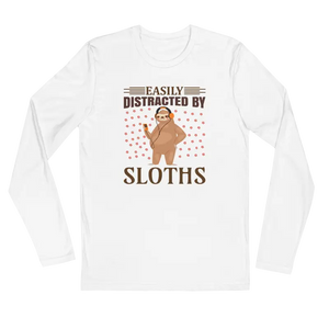 Long Sleeve Fitted Crew Tee for Sloth Lovers - Dipaliz - T-shirts