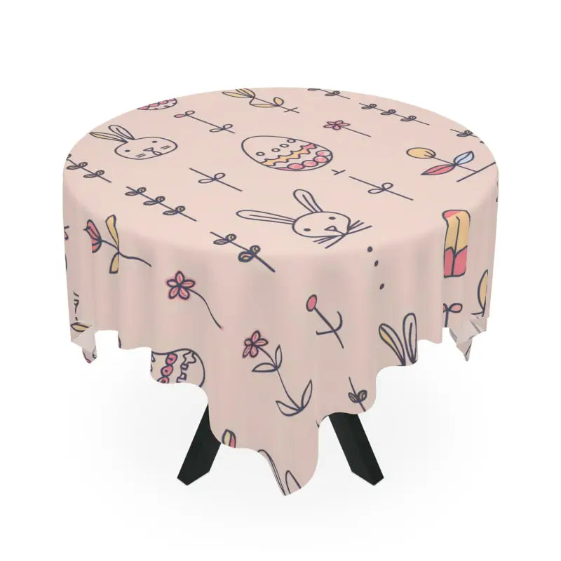 Hop Into Easter with a Charming Bunny Pink Tablecloth - one Size / White Home Decor