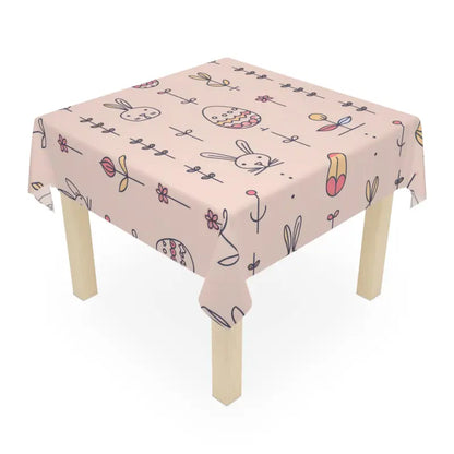 Hop Into Easter with a Charming Bunny Pink Tablecloth - one Size / White Home Decor