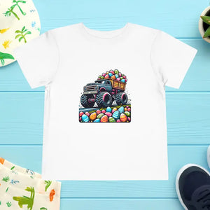 Toddler Short Sleeve Cotton Jersey Tee Easter Truck - Dipaliz - White / 2t - Baby & Tops