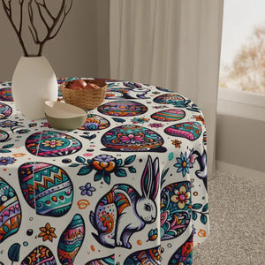 Easter Eggs Tablecloth - Vibrant Spring Dining Decor - Dipaliz - one Size / White - Tablecloths
