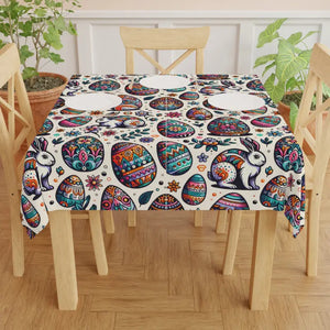 Easter Eggs Tablecloth - Vibrant Spring Dining Decor - Dipaliz - one Size / White - Tablecloths