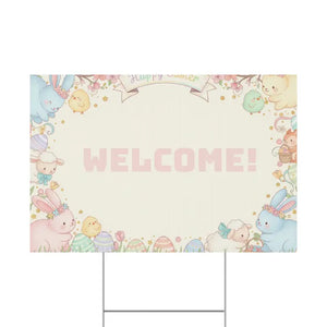 Easter Bunny Plastic Yard Sign - Egg Welcome Spring Decor - Dipaliz - Home