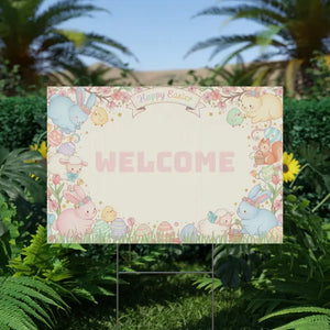 Easter Bunny Plastic Yard Sign - Egg Welcome Spring Decor - Dipaliz - Home