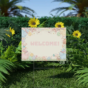 Easter Bunny Plastic Yard Sign - Egg Welcome Spring Decor - Dipaliz - Home