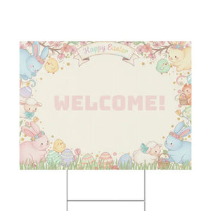 Easter Bunny Plastic Yard Sign - Egg Welcome Spring Decor - Dipaliz - Home