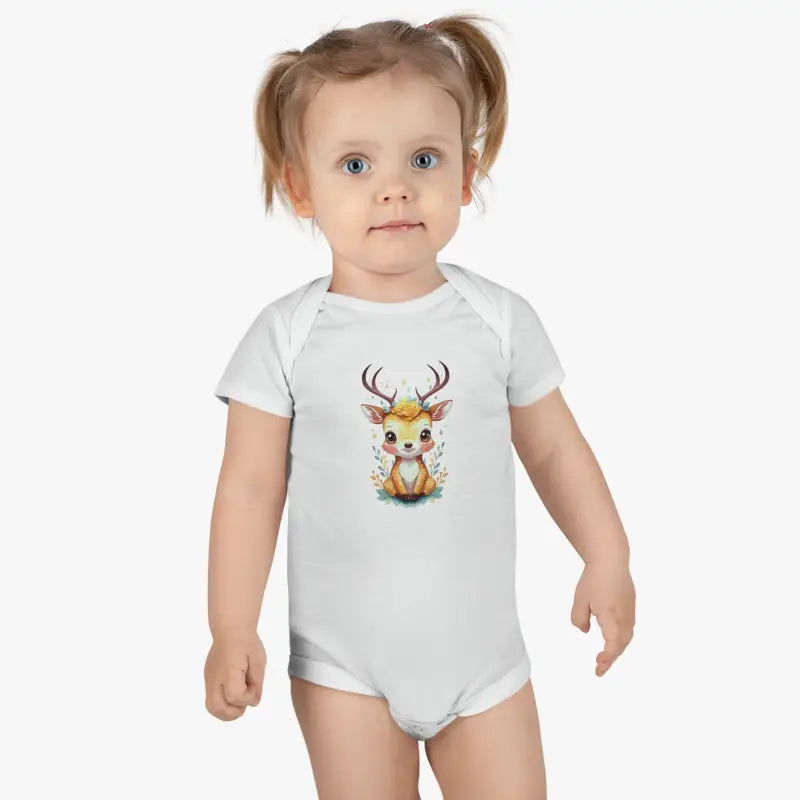 Cute Deer Baby Onesie with Easy Snap Closure for Quick Changes - Kids Clothes