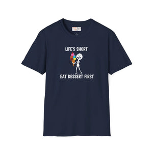 Eat Dessert First T-shirt, Life’s Short Funny Ice Cream Skeleton Tee - T-shirts