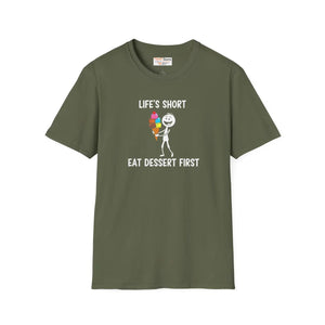 Eat Dessert First T-shirt, Life’s Short Funny Ice Cream Skeleton Tee - T-shirts