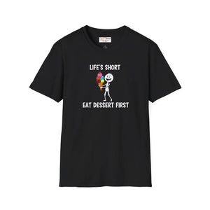 Eat Dessert First T-shirt, Life’s Short Funny Ice Cream Skeleton Tee - T-shirts