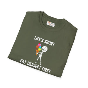 Eat Dessert First T-shirt, Life’s Short Funny Ice Cream Skeleton Tee - T-shirts