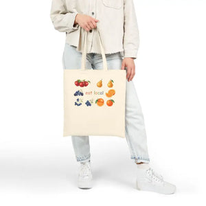 Bags - Eat Local Produce Canvas Tote - Farmers Market Bag - Dipaliz