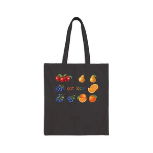Bags - Eat Local Produce Canvas Tote - Farmers Market Bag - Dipaliz Black / 15’’ x 16’’