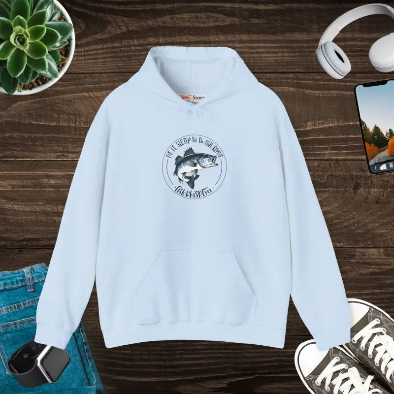 Eat Sleep Fish Repeat Unisex Heavy Blend Hoodie - s / Light Blue