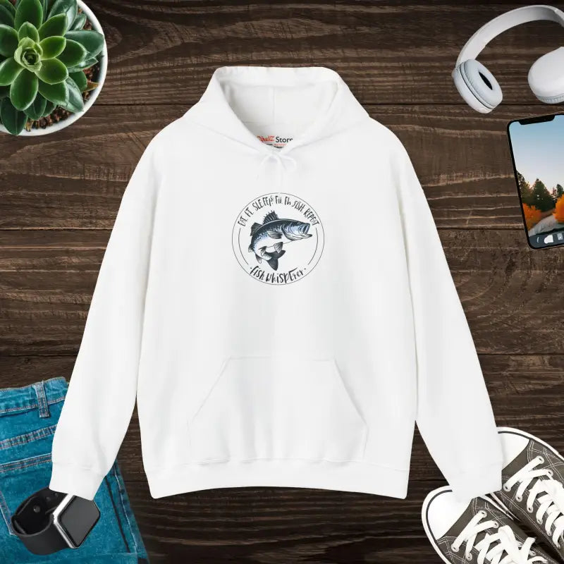 Eat Sleep Fish Repeat Unisex Heavy Blend Hoodie - s / White