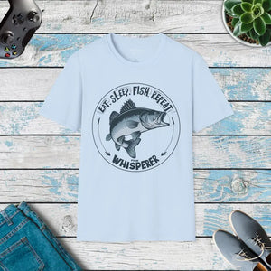 Eat Sleep Fish Repeat Unisex Softstyle Tee - Dipaliz - Light Blue / s - T-shirts