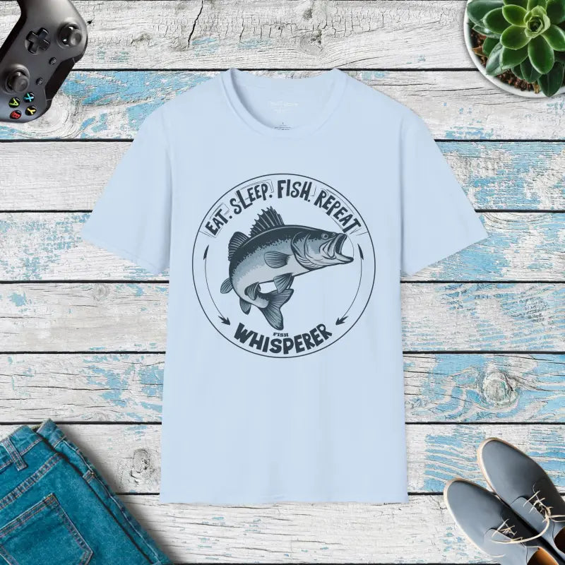 Eat Sleep Fish Repeat: Soft & Comfy Unisex Tee - Light Blue / s T-shirt